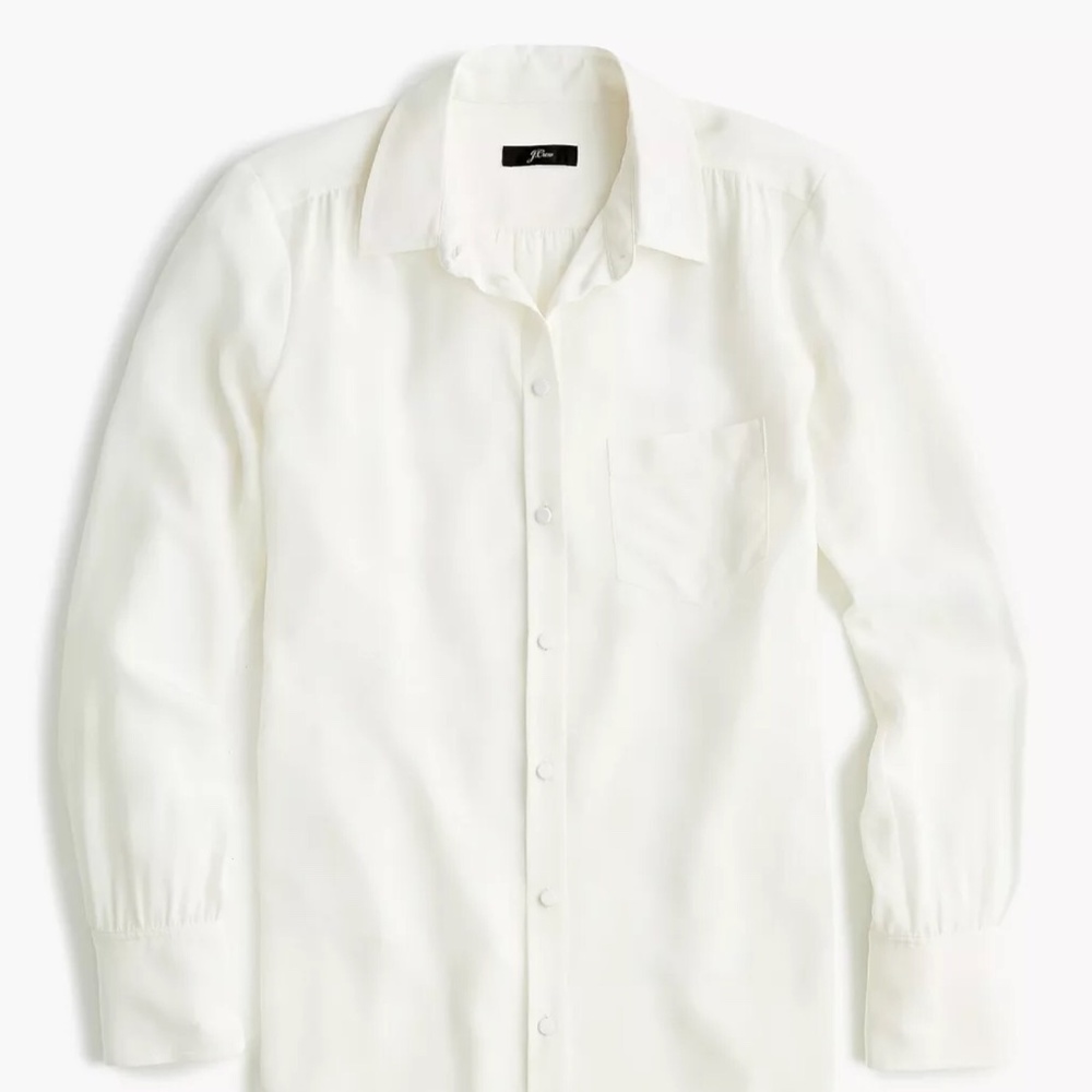 Jcrew  Button-up shirt in Re-Imagined Silk Size 14 Ivory